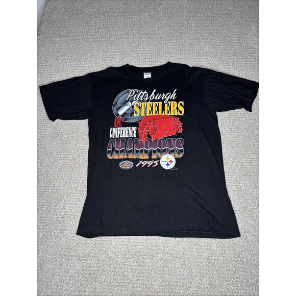 Other - Vintage Pittsburgh Steelers 1995 AFC Champions True Fan T-shirt Size L Black